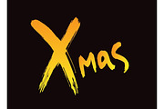 X-mas ink drawn lettering. X-mas ink calligraphy