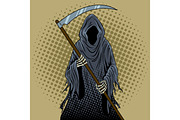 Grim reaper pop art vector illustration