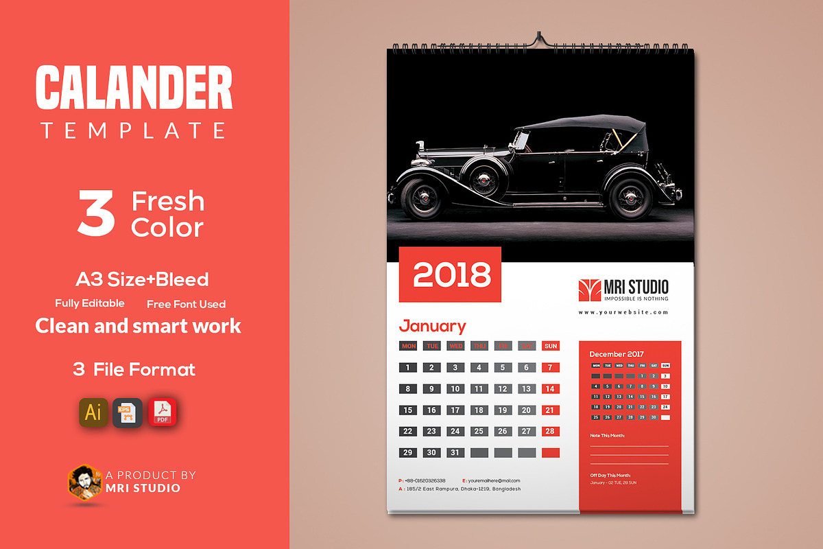 Wall Calander Template in Stationery Templates - product preview 8
