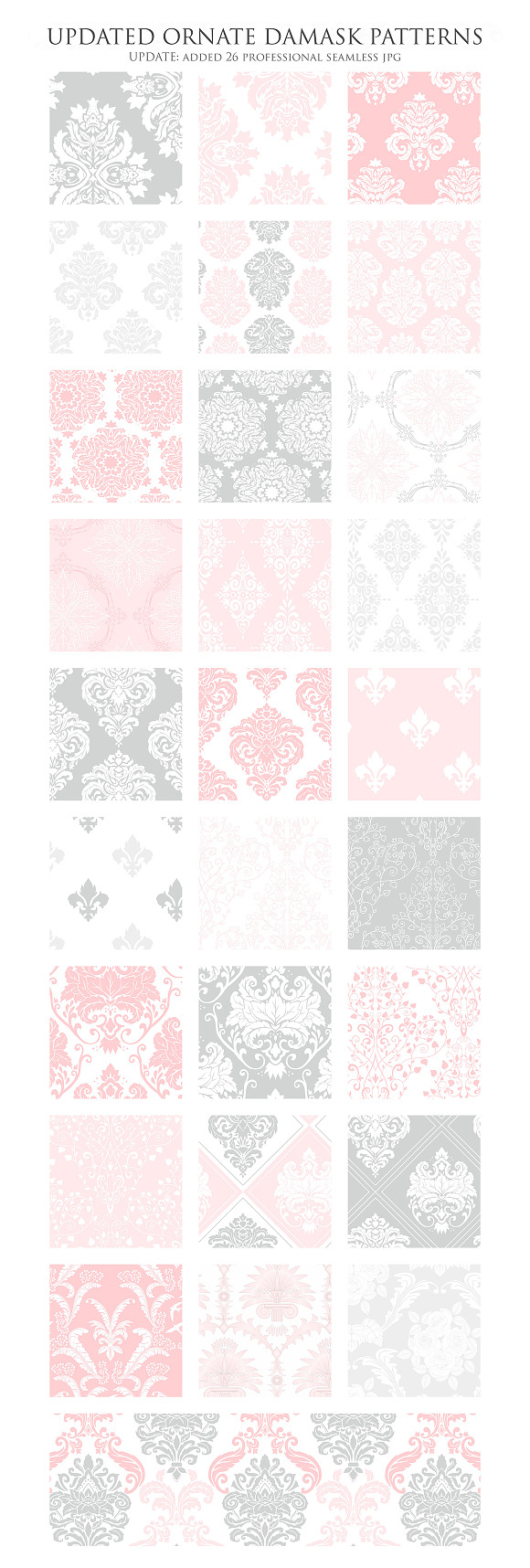 28 Pink and Grey Damask Patterns in Patterns - product preview 2