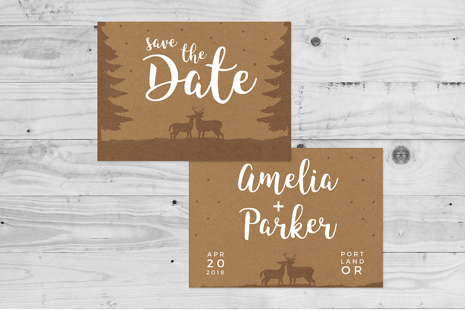 Rustic Deer Save The Date Template in Wedding Templates - product preview 8