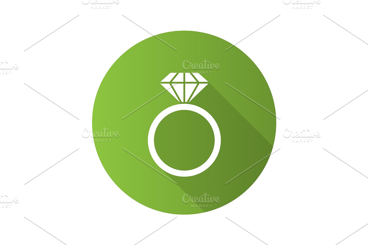 Wedding ring flat design long shadow glyph icon in Graphics - product preview 8