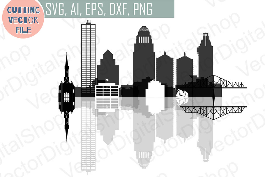 Louisville Skyline Vector Ai Svg Eps in Illustrations - product preview 8