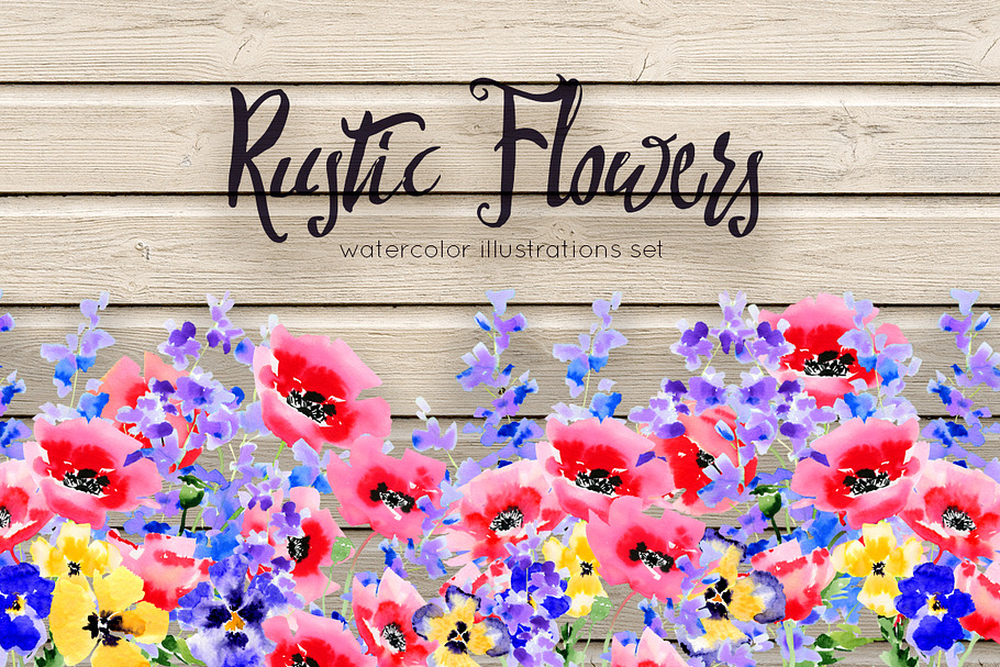 Rustic flowers illustration set in Illustrations - product preview 8