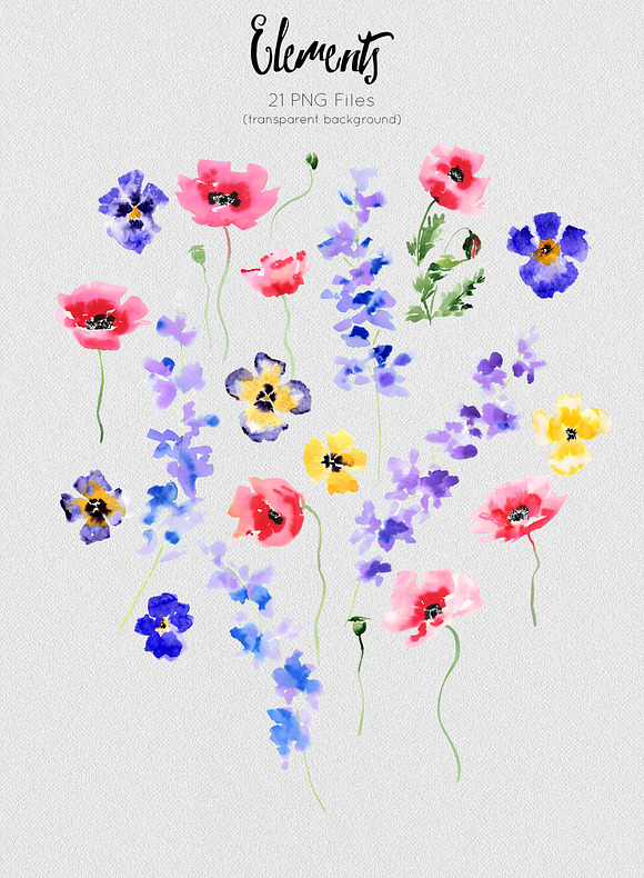 Rustic flowers illustration set in Illustrations - product preview 1