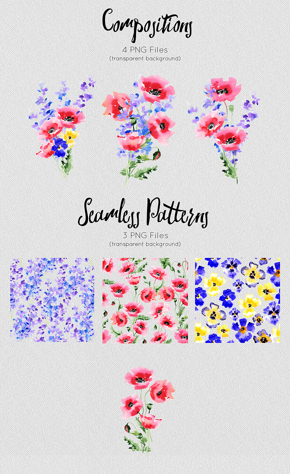 Rustic flowers illustration set in Illustrations - product preview 2