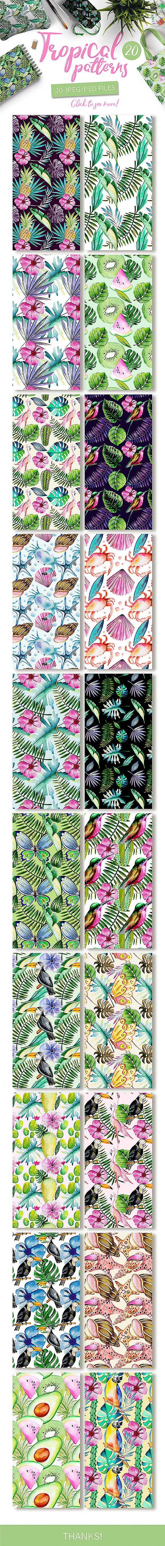 Watercolor Tropical Patterns in Patterns - product preview 3