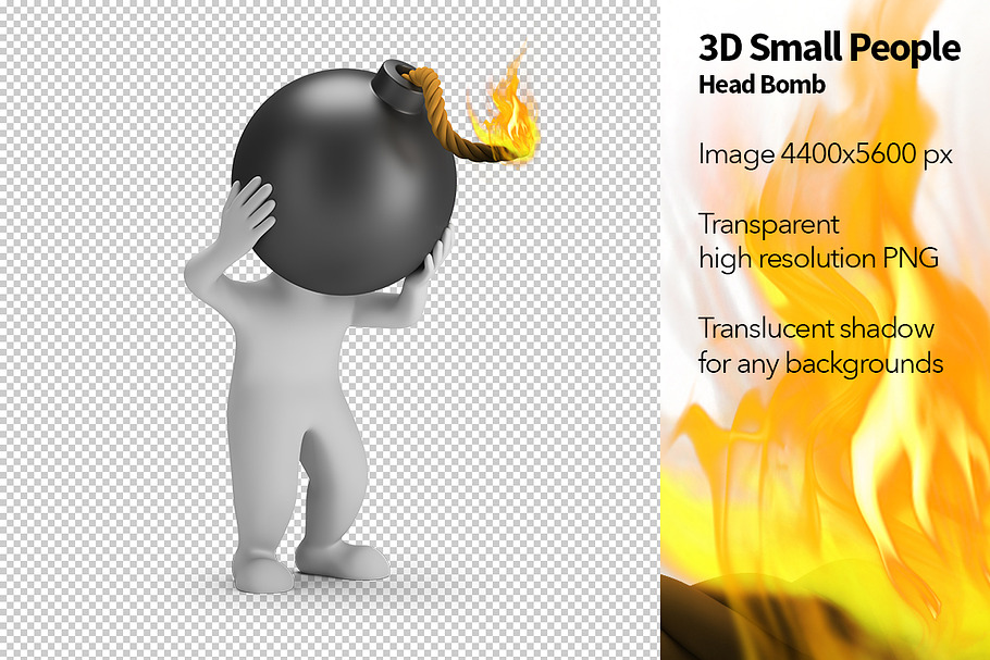 3D Small People - Head Bomb in Illustrations - product preview 8