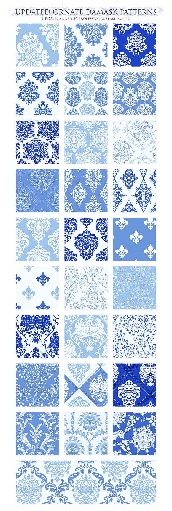 28 Blue Damask Digital Papers in Patterns - product preview 2