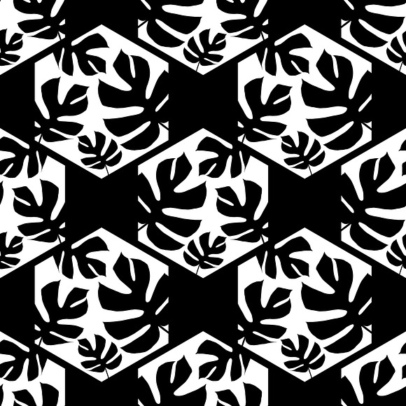 Monstera leaves in the hexagon. in Patterns - product preview 5