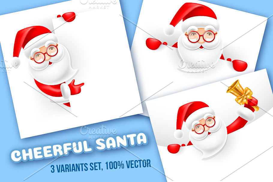 Cartoon Santa and signboards in Illustrations - product preview 8