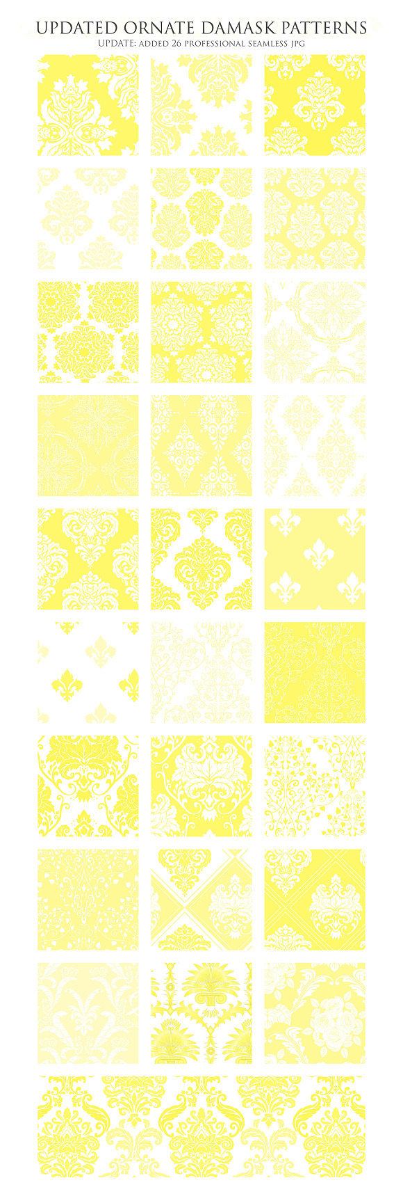 28 Yellow Damask Digital Paper in Patterns - product preview 2