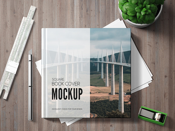 Square Book Mockup in Print Mockups - product preview 2