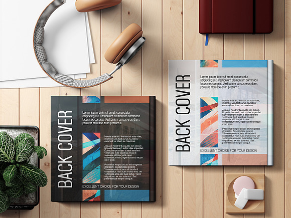 Square Book Mockup in Print Mockups - product preview 11