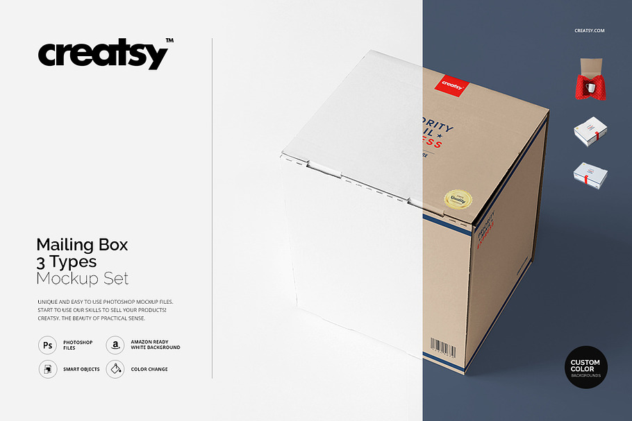 Mailing Box 3 Types Mockup Set in Product Mockups - product preview 8