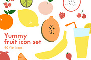 Cute fruit icons - Vector