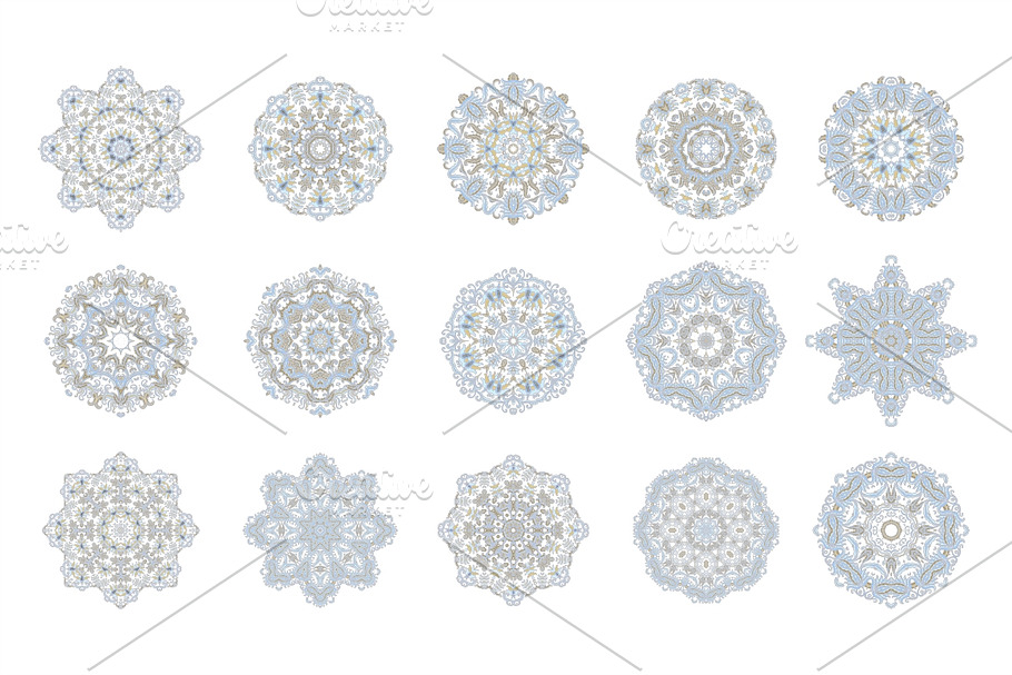 20 vector snowflakes (mandala)