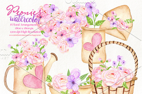 Watercolor Flora Clipart in Illustrations - product preview 1