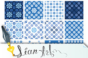 seamless patterns blue floral orname