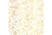 Vector golden leaves texture seamless repeat pattern background. Great for fall fabric, wallpaper, giftwrap, scrapbooking projects.