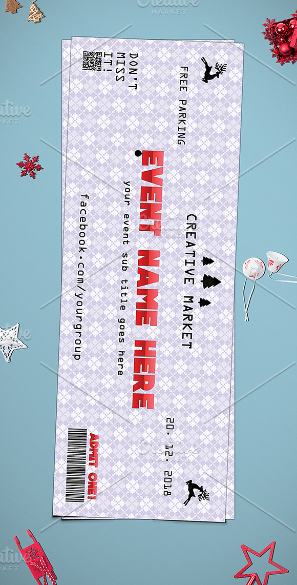 Christmas Event Ticket in Card Templates - product preview 1