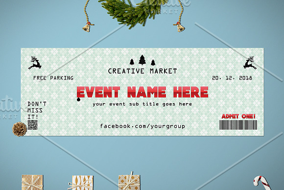 Christmas Event Ticket in Card Templates - product preview 4