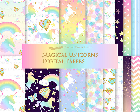 Magical Unicorns, Einhorn, Rainbow in Illustrations - product preview 3