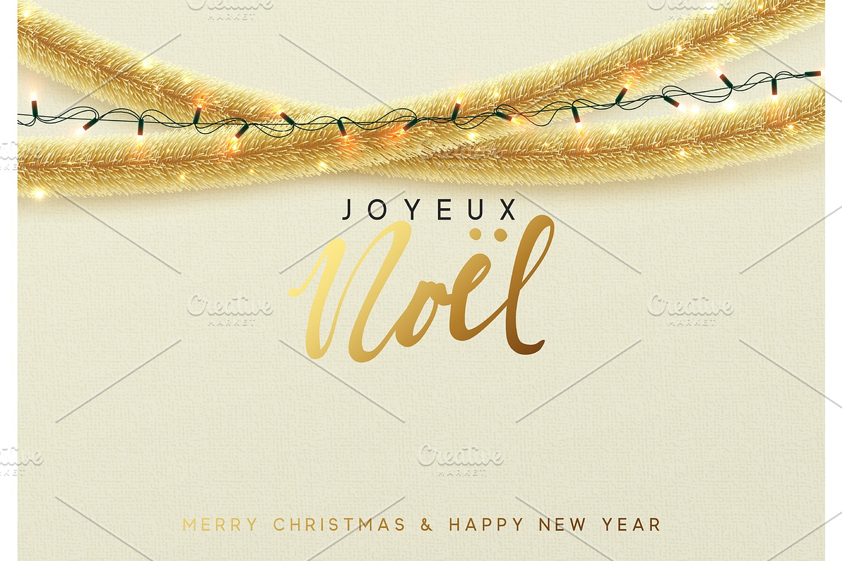 Glowing Christmas background. French text Joyeux Noel. in Illustrations - product preview 8