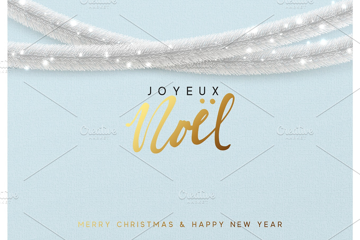 Glowing Christmas background. French text Joyeux Noel. in Illustrations - product preview 8