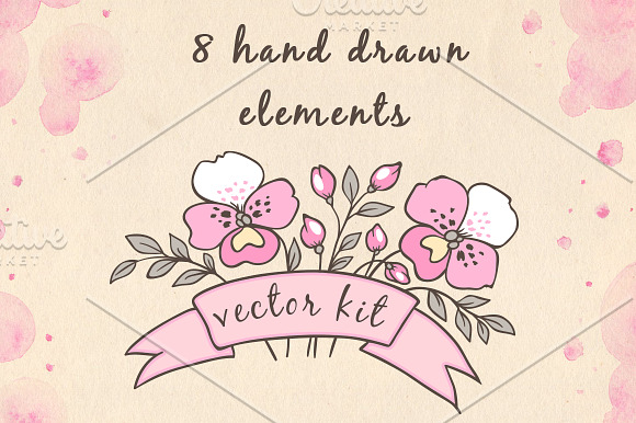 Doodle Design Elements with Orchids in Illustrations - product preview 1