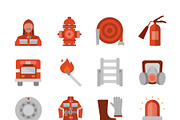 Fire Department Flat Icons Set