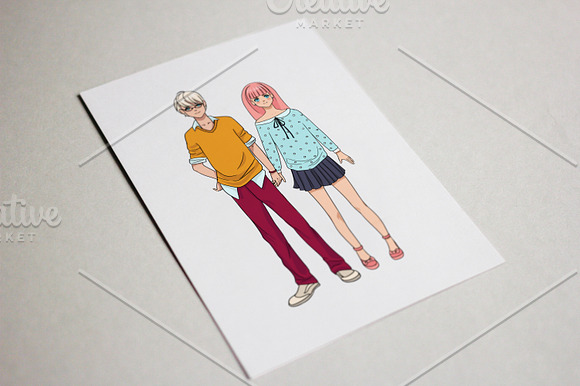 Set of cute anime characters avatar in Illustrations - product preview 6