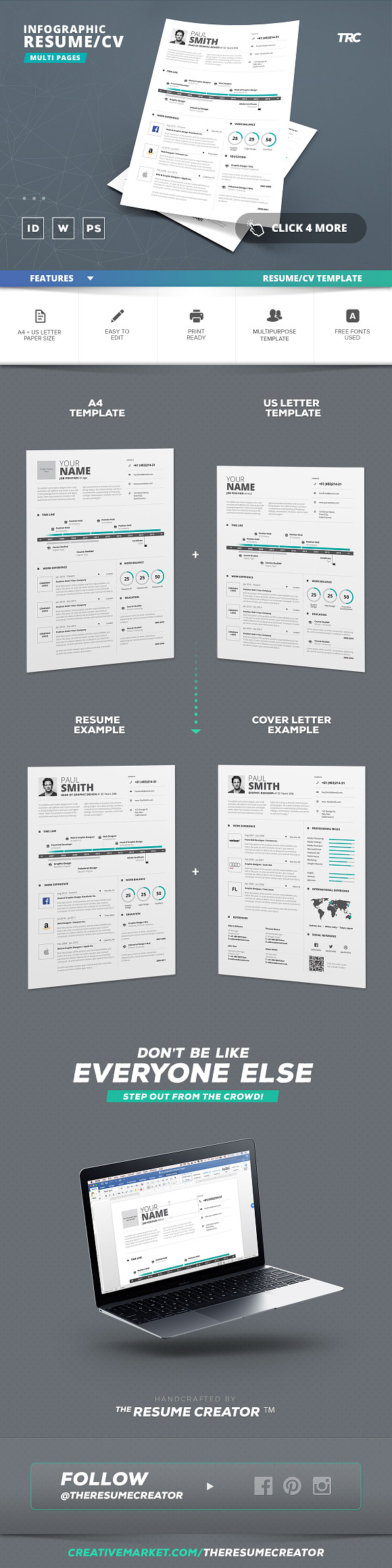 Infographic Resume/Cv Template Vol.5 in Resume Templates - product preview 1