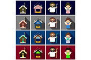 Set of Flat Icons with shadow Christmas