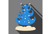 Flat icon with shadow Christmas tree