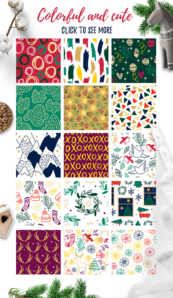 Christmas Gift ❄ Holiday Pattern Set in Patterns - product preview 2
