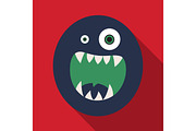 Flat icon with shadow halloween monster