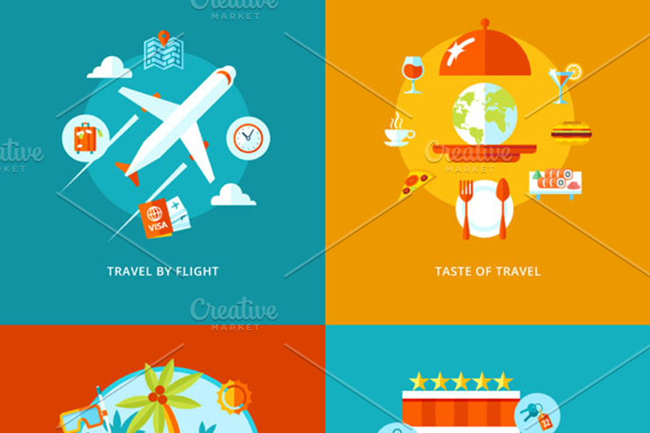 Flat Travel Vector Icons Set | Creative Daddy