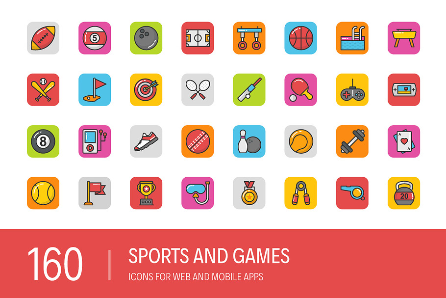 160 Sports and Games Icons