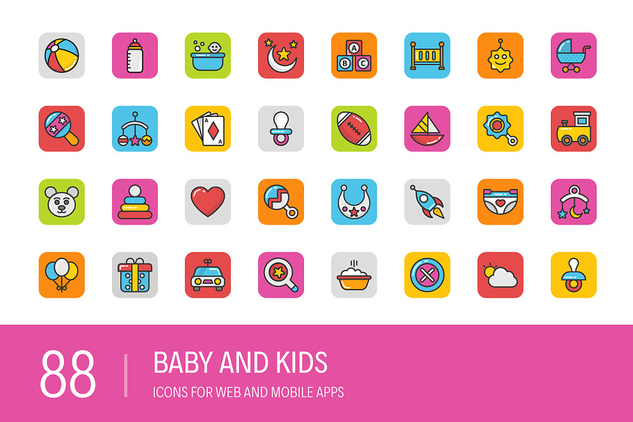 88 Baby and Kids Icons