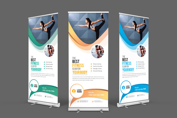 Fitness Roll Up Banner in Stationery Templates - product preview 1