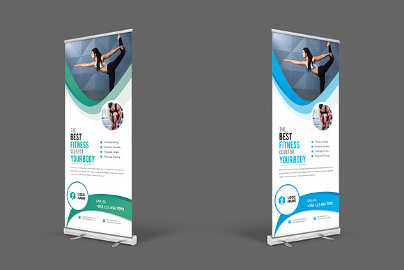 Fitness Roll Up Banner in Stationery Templates - product preview 2