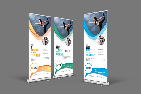 Fitness Roll Up Banner in Stationery Templates - product preview 3