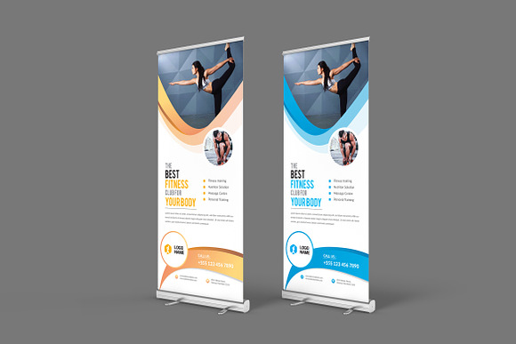 Fitness Roll Up Banner in Stationery Templates - product preview 4