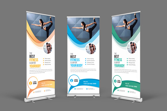 Fitness Roll Up Banner in Stationery Templates - product preview 5