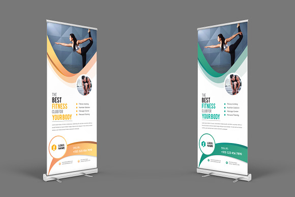 Fitness Roll Up Banner in Stationery Templates - product preview 6