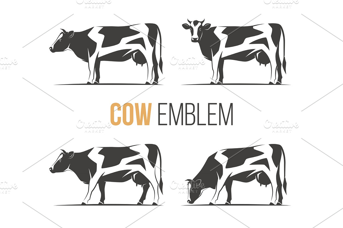 Vector set of a stylish spotted holstein cows. in Illustrations - product preview 8