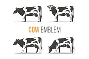 Vector set of a stylish spotted holstein cows.