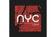 New York addicted t-shirt and apparel vector design, print, typo