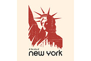T-shirt and apparel vector design with the Statue of Liberty and